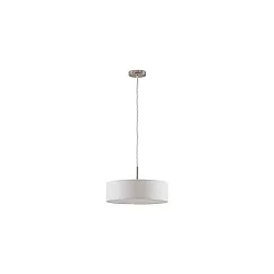 Pendelleuchte TIM Ø 40cm, 3x E27, Stahl / Stoff, Nickel matt, Schirm weiß