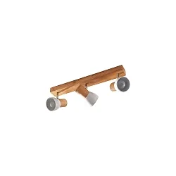 Deckenleuchte ELTASSO, 3-flammig, lang, 3x E14, Holz hell /  Metall-Schirm weiß matt