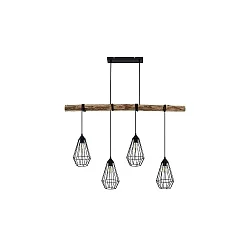pendant luminaire RUTILUS 4 flames E27 IP20, wood dimmable