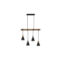 pendant luminaire BRENTHIS 4 flames, small E14 IP20, wood, black dimmable
