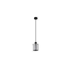 Pendelleuchte MURRAY, 1-flammig, E27, Stahl schwarz matt /  Glas-Zylinder metallisiert