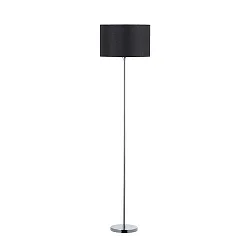 Stehleuchte mit Stoffschirm, Höhe 163cm / Ø 40cm, E27 max. 100W, mit Schnurschalter, Chrom / Chintz schwarz