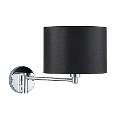 Wandleuchte mit Stoffschirm, Arm 40cm / Ø 25cm, E27 max. 60W, Chrom / Chintz schwarz