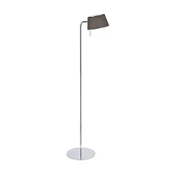Stehleuchte mit Stoffschirm, Höhe 115cm / Kopf 180° schwenkbar, G9, mit Schnurschalter, Chrom / Chintz braun