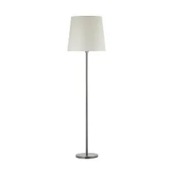 Stehleuchte mit Stoffschirm, Höhe 150cm / Ø 45cm, E27 max. 100W, mit Schnurschalter, Nickel matt / Chintz rohweiß