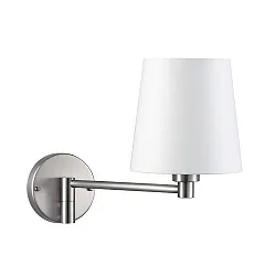 Wandleuchte mit Stoffschirm, Ausladung 36cm, E27 max. 60W, Nickel matt / Chintz rohweiß