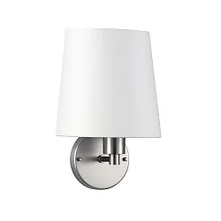 Wandleuchte mit Stoffschirm, Ausladung 15cm, E27 max. 60W, Nickel matt / Chintz rohweiß