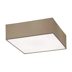 Deckenleuchte SOFT CUBE 580, quadratisch, E27 max. 60W, Abdeckung grau, Chintz-Schirm dunkelbraun