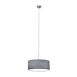 Pendelleuchte SOFT TUBE 480, Ø 48cm, 3 x E27 max. 60W, Nickel matt / Schirm Chintz grau / Diffusor PC