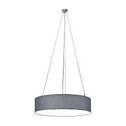 Pendelleuchte SOFT TUBE 780, Ø 78cm, 5 x E27 max. 60W, Nickel matt / Schirm Chintz grau / Diffusor PC