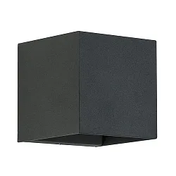 Outdoor LED wall luminaire, IP54, square, 230V AC, Up/Down, 10W 3000K 800lm, alu / acrylic, structured black