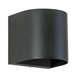 Outdoor LED wall luminaire, IP54, round, 230V AC, Up/Down, 10W 3000K 800lm, alu / acrylic, structured black