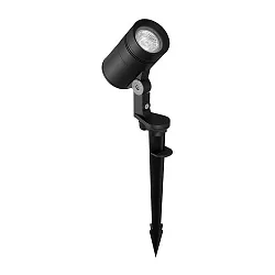 Outdoor LED Erdspießstrahler, IP65, 230V AC, 8W 3000K 600lm 30°, mit 200cm Anschlussleitung und Stecker, Strukturschwarz