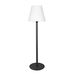 Outdoor Stehleuchte BIAK, IP44, 184cm /  Ø 50cm, 1x E27, Aluminium, Aufbau-Montage, strukturgraphit /  Schirm opalweiß