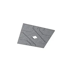 Akustik-Element SLENTIUM, STRUKTUR, eckig, 89.5 x 89.5cm / innen 15 x 15cm für Einbauleuchte, inkl. Abhängung, grey