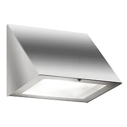 Outdoor LED Wandleuchte AQUA PLAY, IP44, Keilform, Down, 6W 2700K 350lm, Edelstahl / Float-Glas satiniert