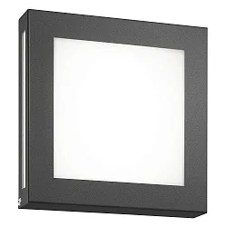 Outdoor LED Wandleuchte, IP44, quadratisch,  22 x 22cm, 12W 3000K, Edelstahl / Opalglas, anthrazit