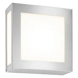 Außenwandleuchte, IP44, quadratisch, 22 x 22cm, mit MW-Bewegungsmelder, E27, Edelstahl / Opalglas