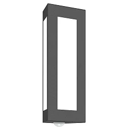 Outdoor wall luminaire TRAPEZ with motion sensor, IP44, E27, stainless steel / opal glass, anthracite
