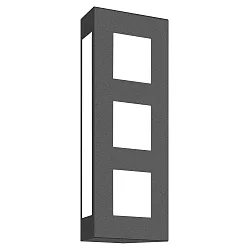 Außenwandleuchte AQUA TRILO, IP44, 40 x 16cm, 3-fach, E27, Edelstahl / Opalglas, anthrazit