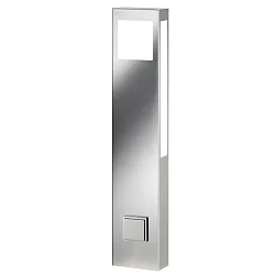 Outdoor Stehleuchte AQUA PAULO, IP44, mit Steckdose, 80cm, 2G11 (inkl. 18W 3000K 1800lm), Edelstahl / Makrolon, gebürstet
