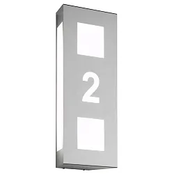 Outdoor wall luminaire AQUA TRILO, with house number (cut out), stainless steel, IP44, E27