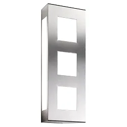 Außenwandleuchte AQUA TRILO, IP44, 40 x 16cm, 3-fach, E27, Edelstahl / Opalglas, gebürstet