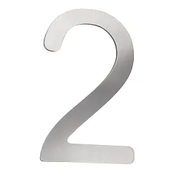 Hausnummer „ 2 “, Höhe 16cm, Edelstahl