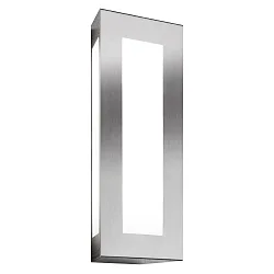 Outdoor wall luminaire TRAPEZ, IP44, E27, stainless steel / opal glass, brushed