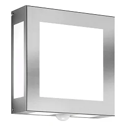 Außenwandleuchte AQUA LEGENDO, IP44, mit PIR-Bewegungsmelder, 2x E27, Edelstahl / Opalglas