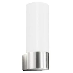 Outdoor wall luminaire AQUA WALL, IP44, E27, stainless steel / opal glass, brushed