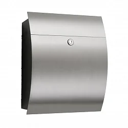 Outdoor Briefkasten ohne Fenster, eckig, gewölbt, Höhe 40cm, Edelstahl gebürstet