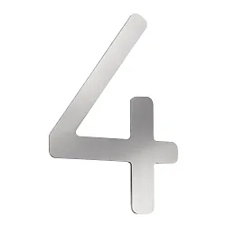 Hausnummer „ 4 “, Höhe 16cm, Edelstahl, gebürstet