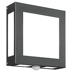 Außenwandleuchte AQUA LEGENDO, IP44, mit PIR-Bewegungsmelder, 2x E27, Edelstahl / Opalglas, anthrazit