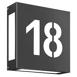 House number luminaire AQUA LEGENDO, 2 digits (cut out), 2x E27, stainless steel / opal glass, anthracite