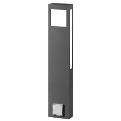 Outdoor Stehleuchte AQUA PAULO, IP44, mit Steckdose, 80cm, 2G11 (inkl. 18W 3000K 1800lm), Edelstahl / Makrolon, anthrazit