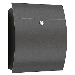 Outdoor Briefkasten ohne Fenster, eckig, gewölbt, Höhe 40cm, Stahlblech anthrazit
