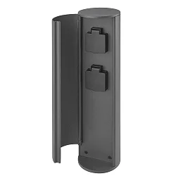 Steckdosensäule mit 2 Steckdosen und Klappe, IP44, Höhe 40cm, max. 4000W, anthrazit, ohne Erdspieß