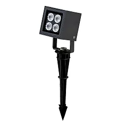 LED Outdoor Strahler, IP65, Würfelform, 4x 2W 3000K 460lm 40°, neigbar, anthrazit, inkl. Erdspieß + 2m Steckerkabel