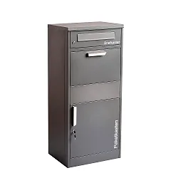 Outdoor Stand-Briefkasten mit Paketfach + Paket-Klappe, 112 x 50 x 37cm, 2x gleich-schließende Zylinder, anthrazit