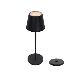 LED Akku-Tischleuchte 100° 2W 2200/3000/4000K (CCT Switch) 200lm IP54, mit USB-Ladeschale + Touch-Dimmer, schwarz