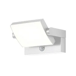 Outdoor LED Wandleuchte, IP54, mit Sensor, 20W 3000-6000K (CCT Switch), Kopf 355° neigbar, Aluminium / PC-Diffusor, weiß