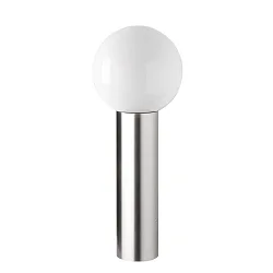 Outdoor Stehleuchte AQUA BALL, IP44, zylindrisch, 60cm, E27, Opalglas-Kugelschirm, Edelstahl gebürstet