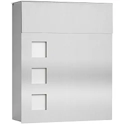 Outdoor Briefkasten mit Opalglas-Fenster, eckig, gerade, Höhe 38.5cm, Edelstahl 