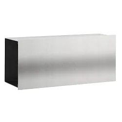 Outdoor Wand-Zeitungsfach, eckig, gerade, Höhe 14cm / Breite 32cm, Edelstahl, beidseitig offen