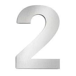 Hausnummer „ 2 “, Höhe 25cm, Edelstahl, gebürstet