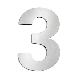 Hausnummer „ 3 “, Höhe 25cm, Edelstahl, gebürstet