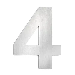 Hausnummer „ 4 “, Höhe 25cm, Edelstahl, gebürstet