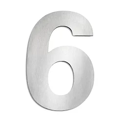 Hausnummer „ 6 “, Höhe 25cm, Edelstahl, gebürstet