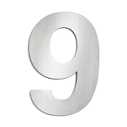 Hausnummer „ 9 “, Höhe 25cm, Edelstahl, gebürstet